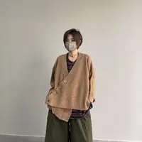 S054 设计师款不对称时髦小众毛衣复古百搭宽松外穿时尚
