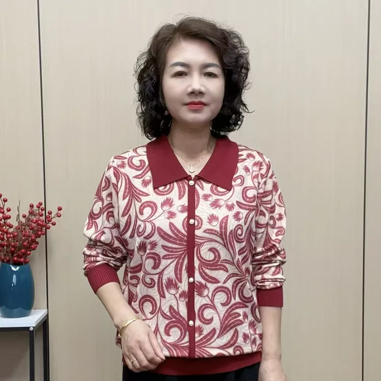 2025秋季百搭显瘦时尚弹力洋气气质休闲宽松长袖中老年妈妈装