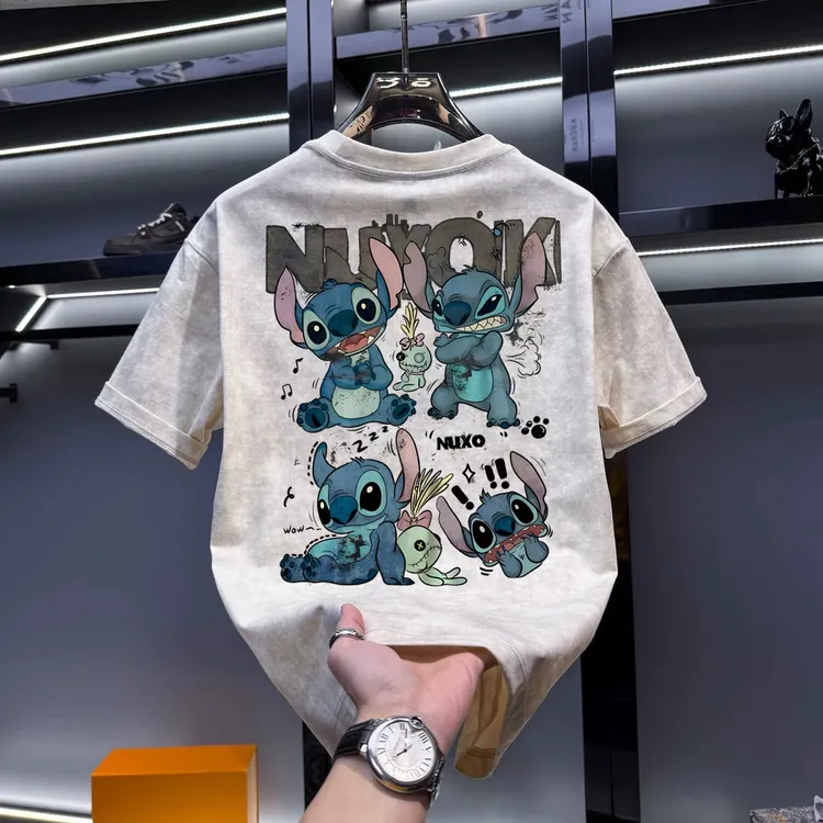 专柜捡漏~奥特莱斯外贸男装短袖T恤2025潮流宽松小众简约纯棉半袖