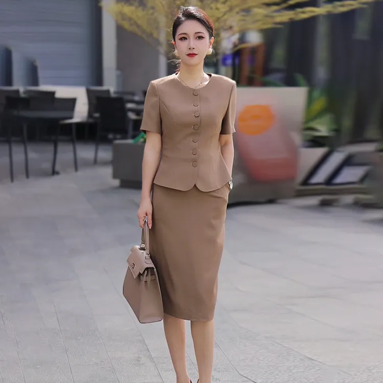 简约高级感短袖西装外套女短款2025夏季新款气质修身职业西装套装