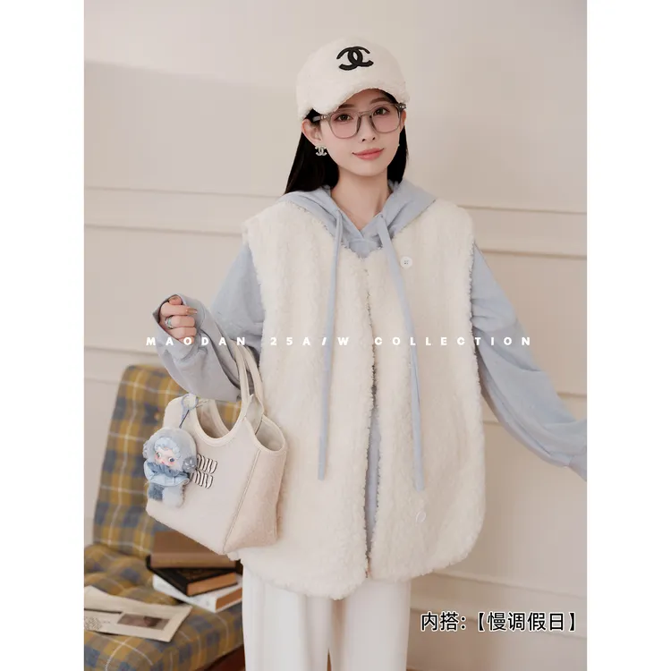 maodan/猫单【绒雪奶油】孕妇装秋冬新品时尚洋气百搭外套马甲