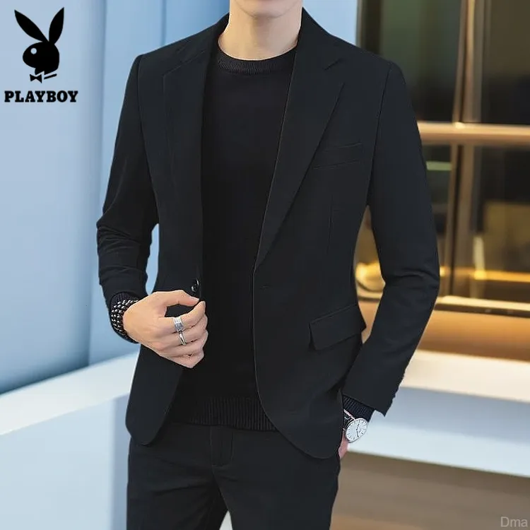 PLAYBOY花花公子潮流帅气休闲韩版青年男士小西装外套春秋季时尚