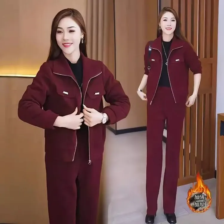 【运费补贴】中老年妈妈休闲服套装2025秋冬季款时尚加绒保暖两件套