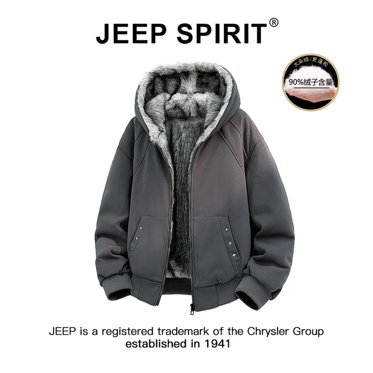 Jeep吉普座山雕连帽羽绒服男女款冬季加绒加厚防风保暖90鸭绒外套