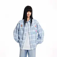 【宋松专属】潮牌嘻哈小花刺绣翻领衬衣春秋新款情侣衬衫上衣