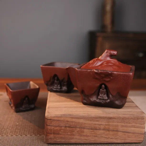 【壁上观 石窟佛手抓壶】精品茶壶手工紫砂壶茶壶