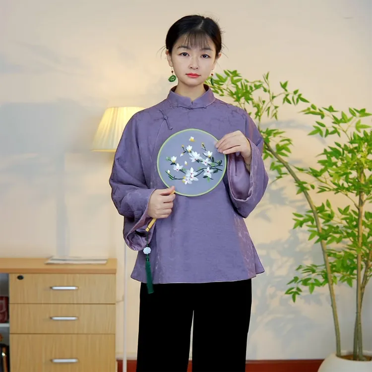 【素韵】复古国风新中式女装宽松休闲气质立领长袖斜襟棉服汉服女