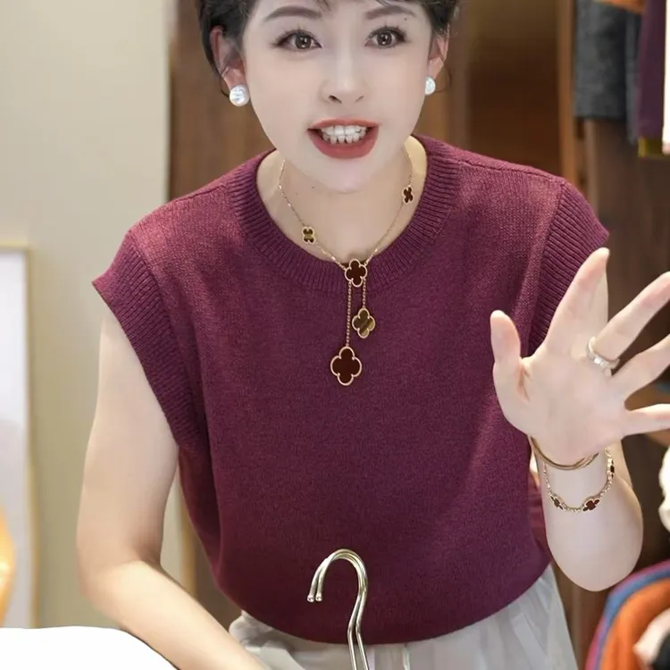 MINGGANG/名港【和纸纱 绛纱谧奢】休闲百搭无袖背心 MG8250