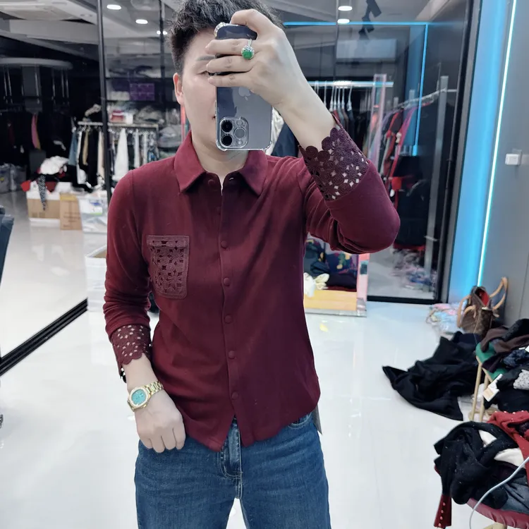 秋冬得绒衬衫款4色蕾丝袖口上衣5592品