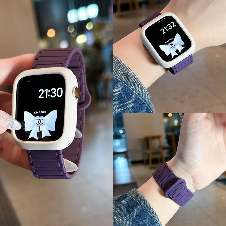 iwatch女士表带S10苹果手表表带舒适贴腕运动硅胶磁吸腕带apple