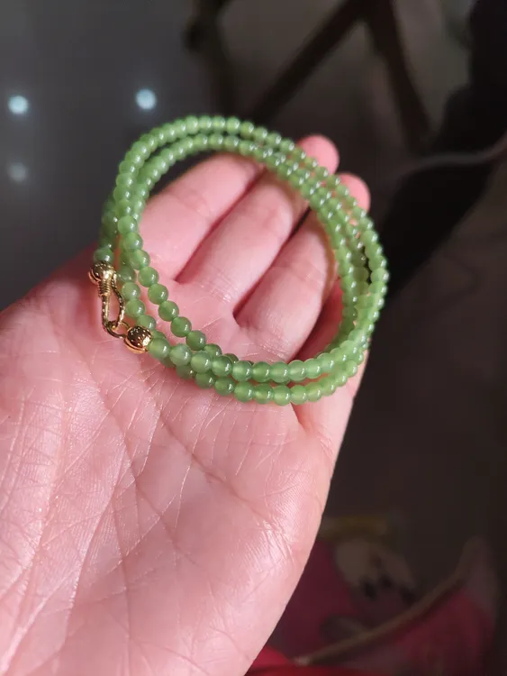 碧玉苹果绿圆珠锁骨链颈饰