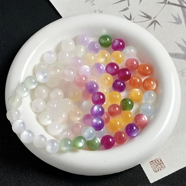 光变猫眼彩虹珠糖果马卡龙色DIY散珠饰品