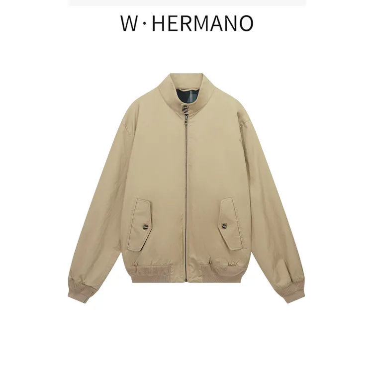 W·HERMANO男士哈灵顿夹克HMJK12外套拉链时尚纯色简约休闲百搭