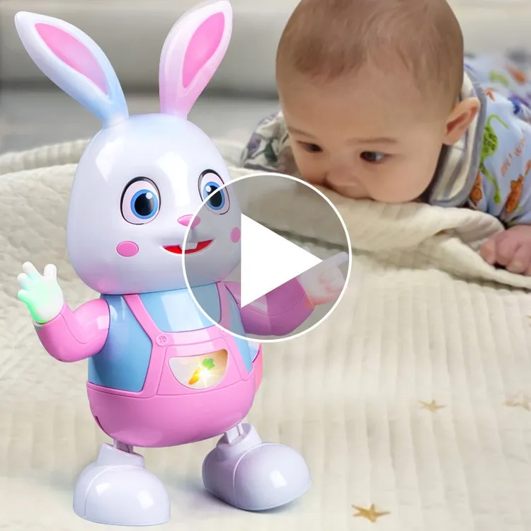 婴儿玩具6个月以上宝宝练抬头益智早教儿童电动跳舞小兔子发光