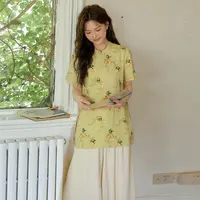 橘子-新中式盘扣旗袍国风套装ZL107315气质夏季上衣