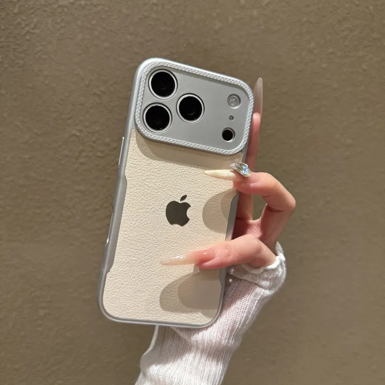 秋冬高级荔枝皮纹适用苹果17promax手机壳iphone16防摔15全包14女