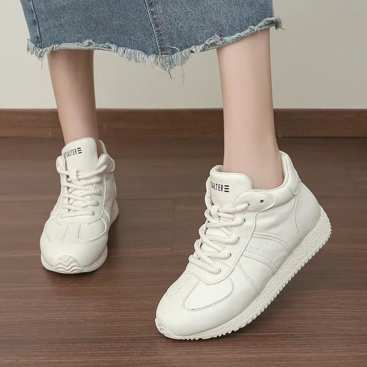 【内里羊皮】头层牛皮高帮阿甘鞋女百搭加绒保暖小白老爹鞋休闲鞋