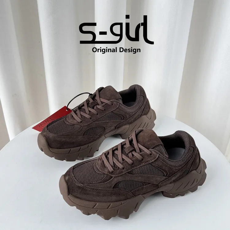 SGIRL TWTW复古网面透气老爹鞋女2025秋厚底德训阿甘休闲运动鞋潮
