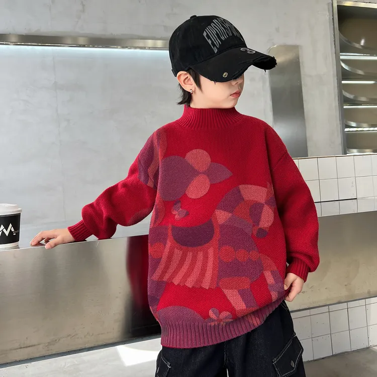 儿童装男童冬装加厚毛衣2025新款中大童秋冬款男孩冬季针织打底衫