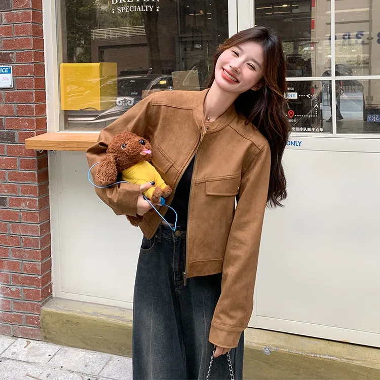 立领透气短款常规秋季女短外套休闲宽松时尚复古春秋显瘦气质百搭