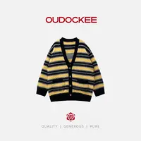 OUDOCKEE 鸥鸥【绵羊毛】条纹撞色针织衫开衫外套 MACG644T