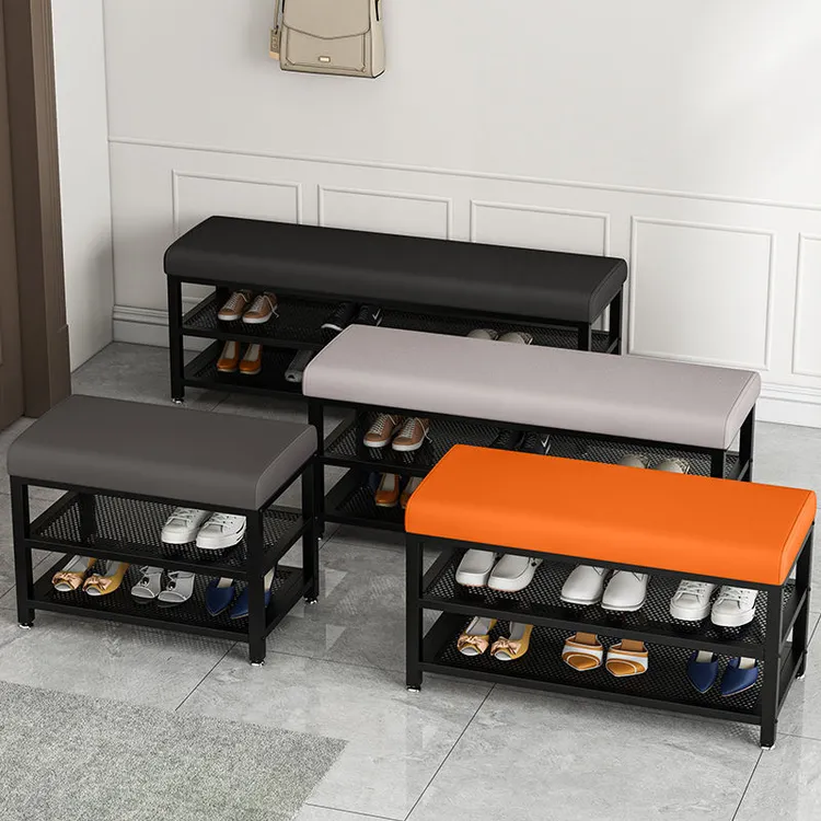 换鞋凳门口家用入户玄关穿鞋凳简约鞋架坐凳一体进门铁艺收纳凳