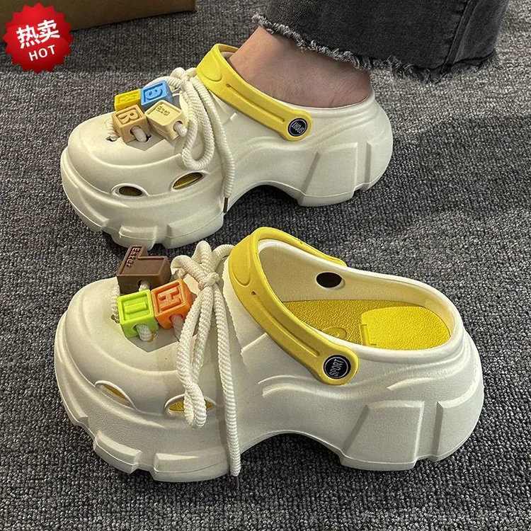 外穿拖鞋女款2025新款爆款厚底洞洞鞋女款外穿夏季防滑透气休闲