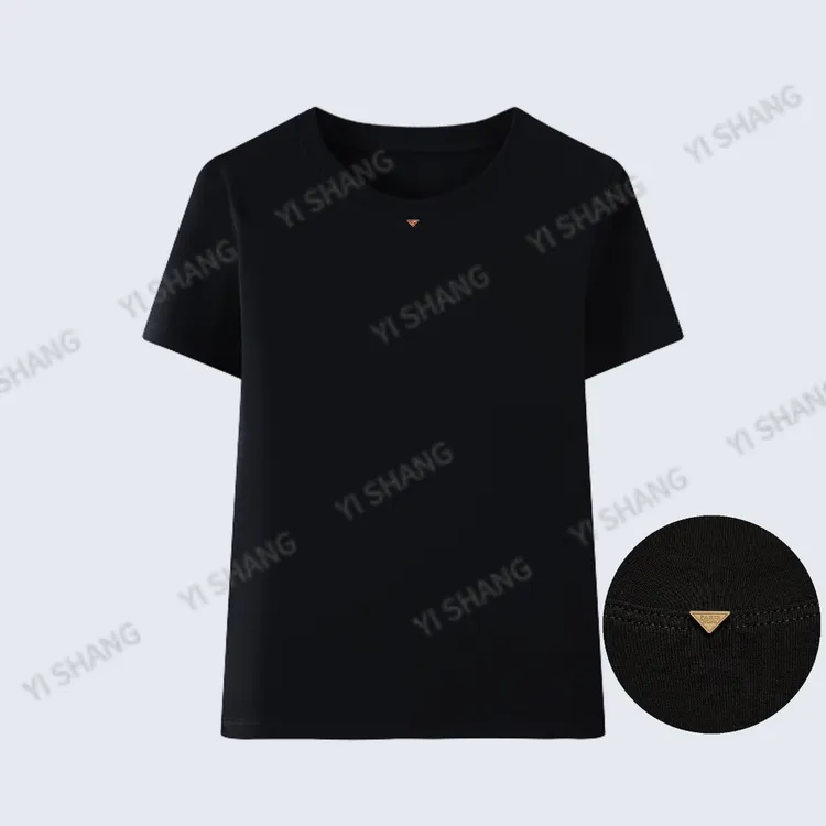 【PARIS三角标】莱赛尔天丝+棉凉感T巨显瘦圆领短袖上衣正肩夏女款