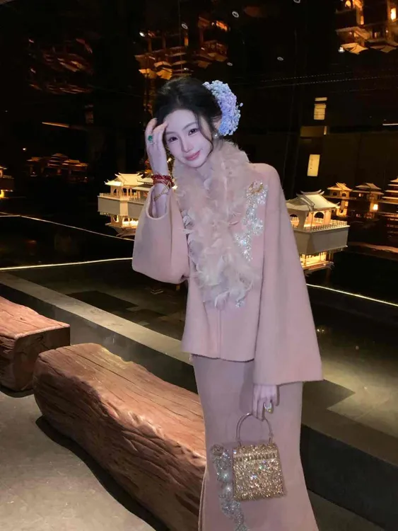 【雅乔定制】有香如故 新中式国风羊毛套装女两件套DYYK-25082623