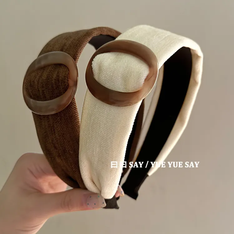 文艺复兴 法式复古灯芯绒宽版发箍ins小众圆环设计高颅顶头箍发饰