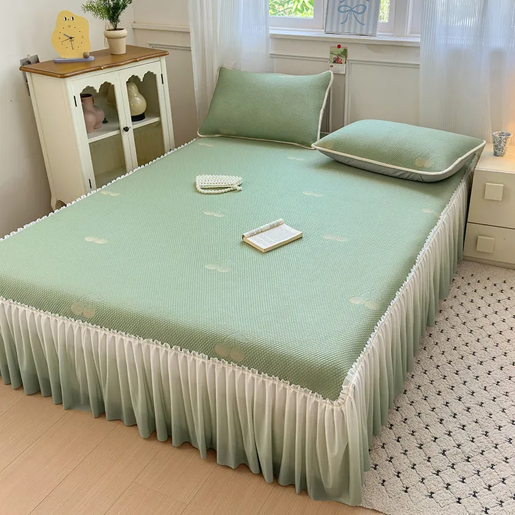 凉席夏天专用2025新款豆豆冰丝凉席三件套加厚可机洗软席冰丝凉席