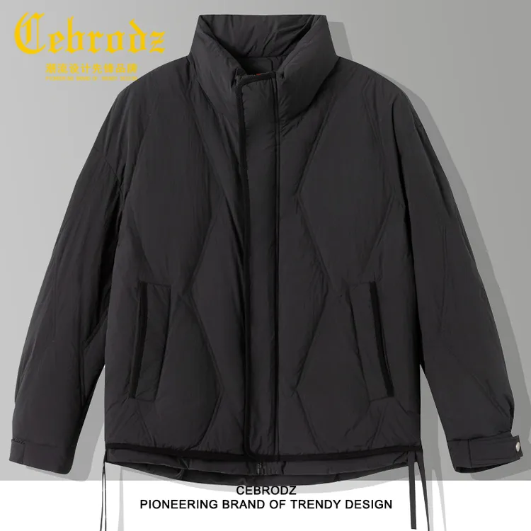 法国Cebrodz高端复古蓬松鸭绒立领羽绒服男士冬季保暖羽绒外套男