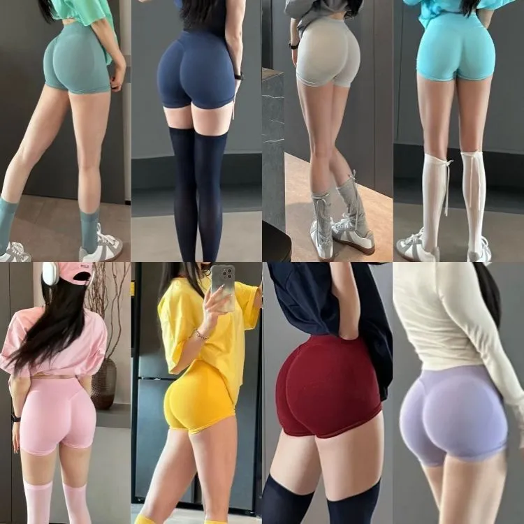 升级面料瑜伽三分裤显臀性感健身短裤女高腰收腹紧身速干无痕夏季