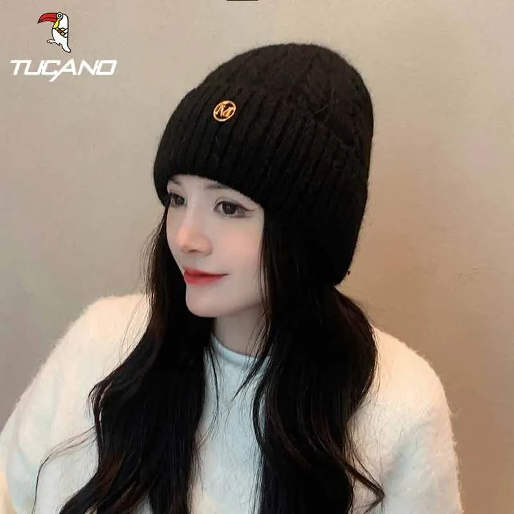 啄木鸟帽子女秋冬毛线帽百搭韩版2025网红可爱保暖防风女士针织帽