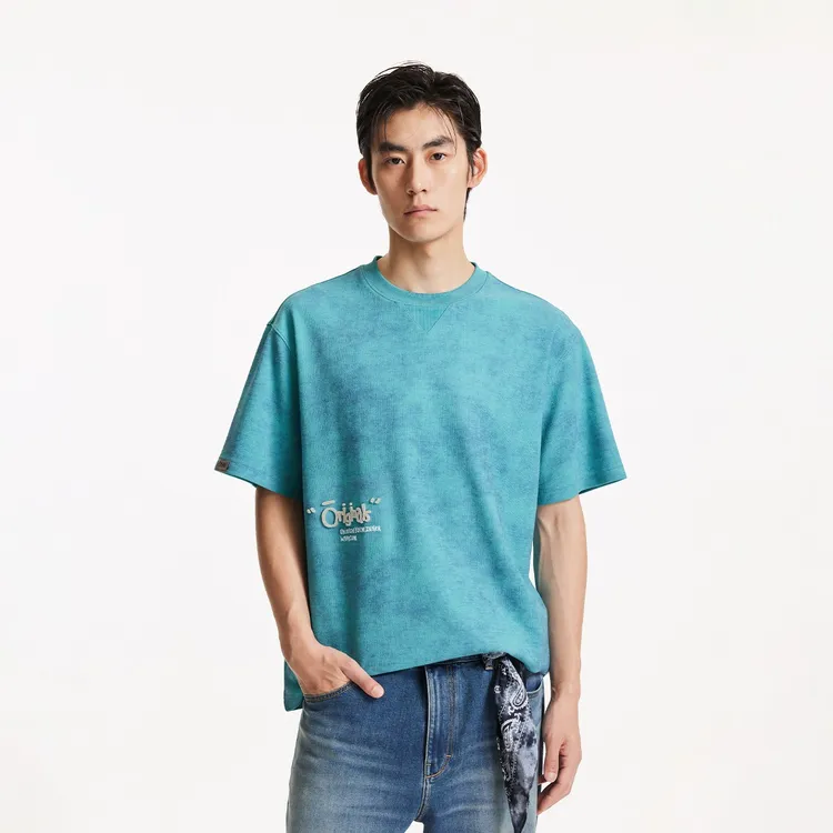 杰克琼斯男装秋季新款精致毛巾绣时尚扎染休闲百搭多巴胺短袖T恤