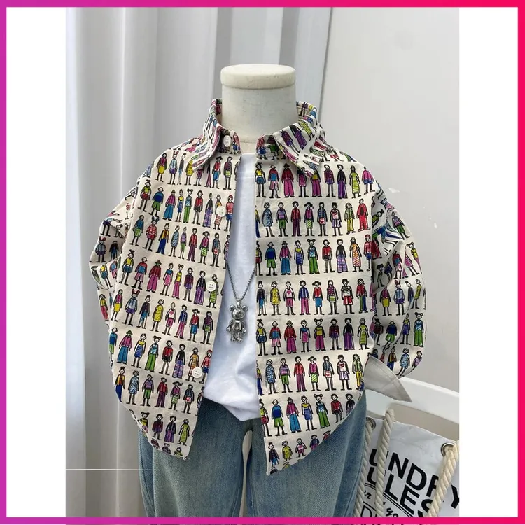 男童衬衫外套春秋款2024新款潮时髦韩版儿童春装男孩洋气中童小童