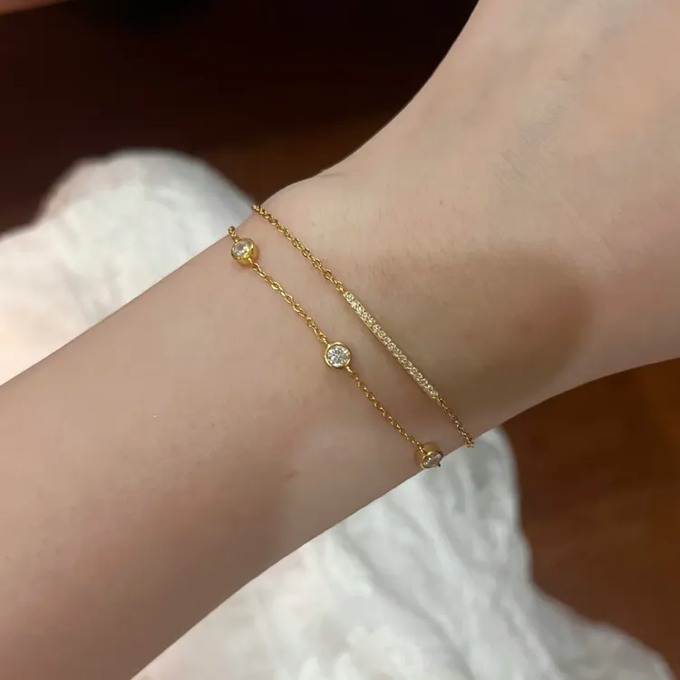 925银莫桑石手链 莫桑石手链露思同款小排钻手链极细手链首饰轻奢