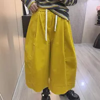 秋季新款韩版气质灯芯绒阔腿八分花苞裤裙女