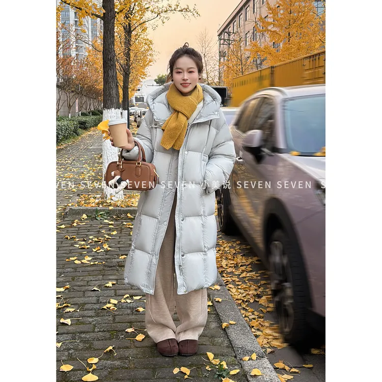 极寒温度⑦七七146小个子冬季保暖过膝90白鹅绒羽绒服女外套小美说