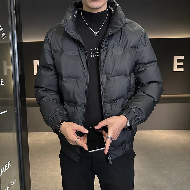 啄木鳥冬季新款保暖白鸭绒连帽休闲百搭潮流帅气韩版男士羽绒服