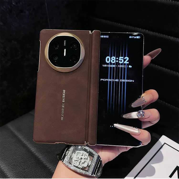 适用于华为MateX6双中轴手机壳mateX5折叠屏羊巴皮磁吸铰链保护壳