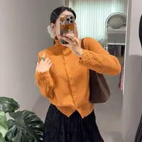 大禾【两穿领口】羊毛针织开衫女立领冬季长袖宽松显瘦气质打底毛衣
