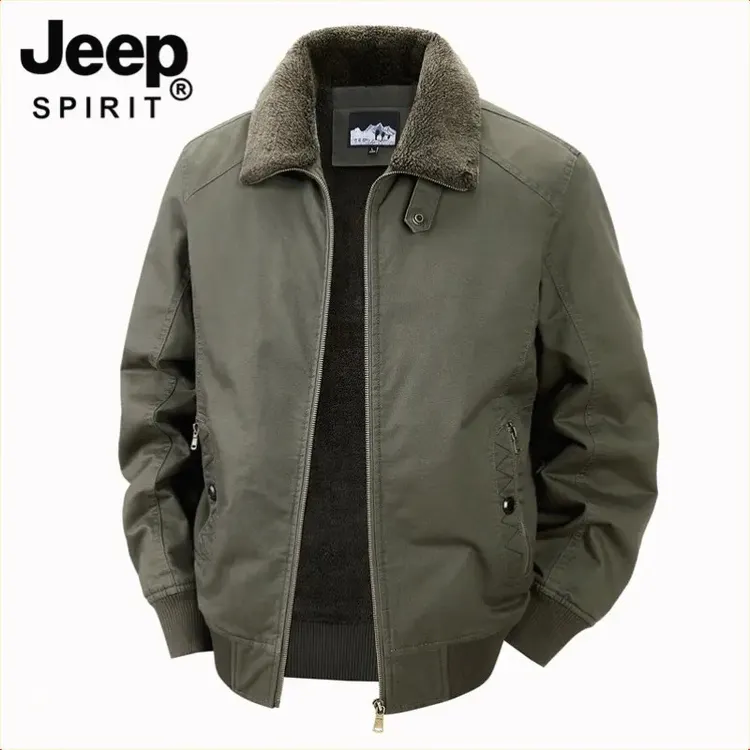 JEEPSPIRIT吉普冬季加绒加厚户外飞行服夹克男士纯棉保暖棉服外套
