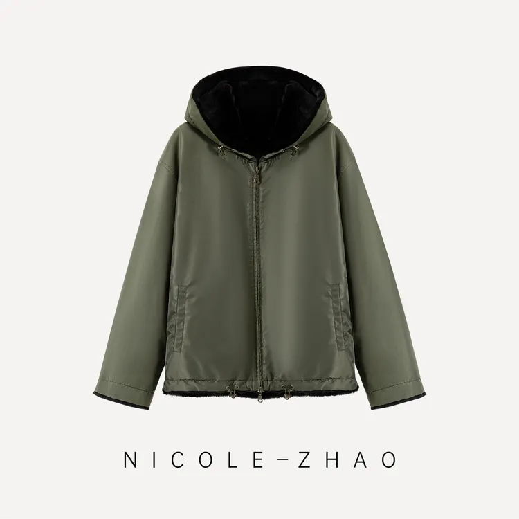 5NWT111【贵姐NICOLE】旅行户外穿搭貂绒皮草两面穿三防外套