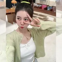 绿色针织开衫333