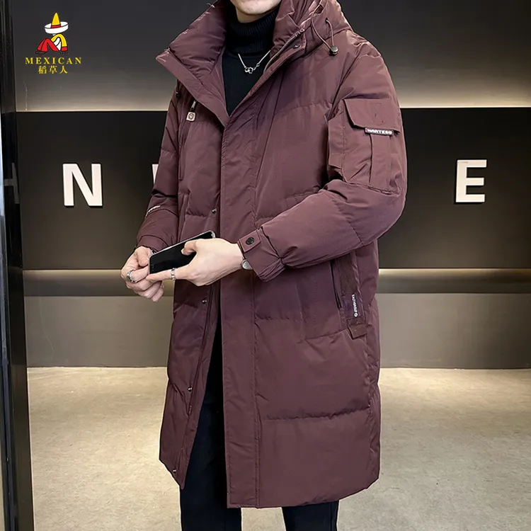 稻草人防寒羽绒服男款2025冬季中长款加厚保暖连帽潮牌痞帅外套男