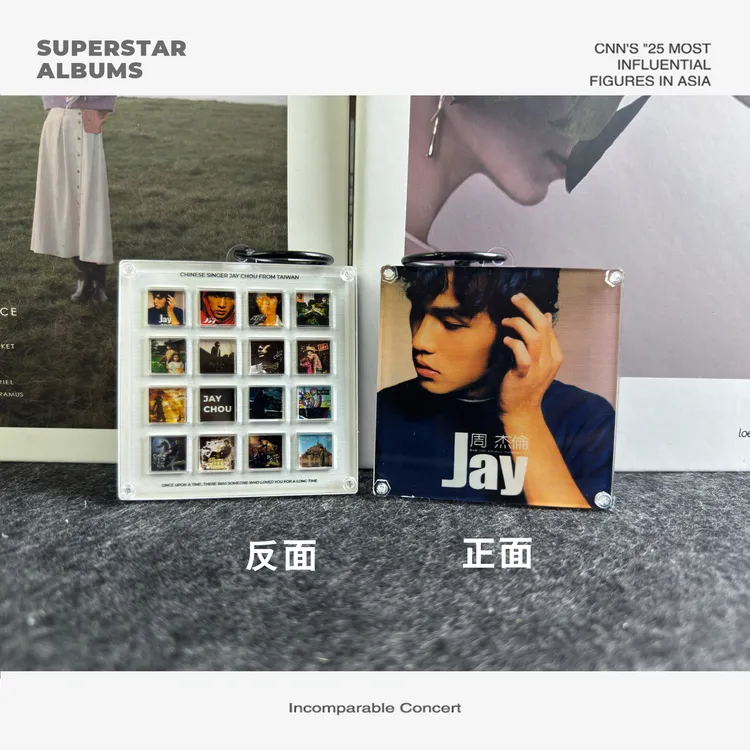 周杰伦迷你相框钥匙扣挂件高清亚克力创意精美装饰包包挂件