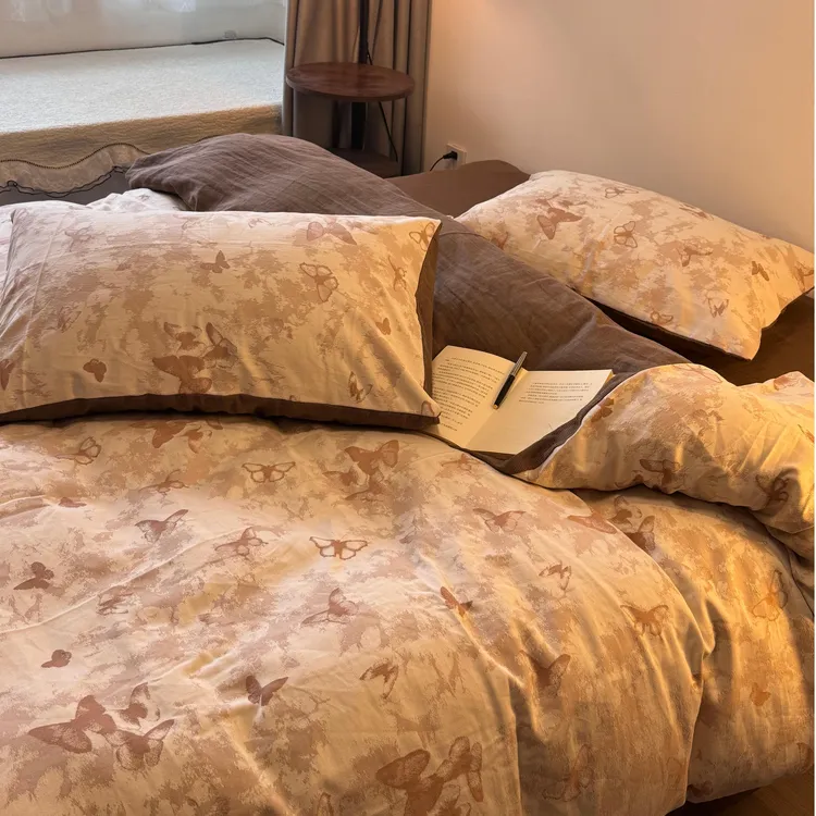 金玺色织提花东方美学织物秋冬全棉四件套被套床单复古名宿纯棉