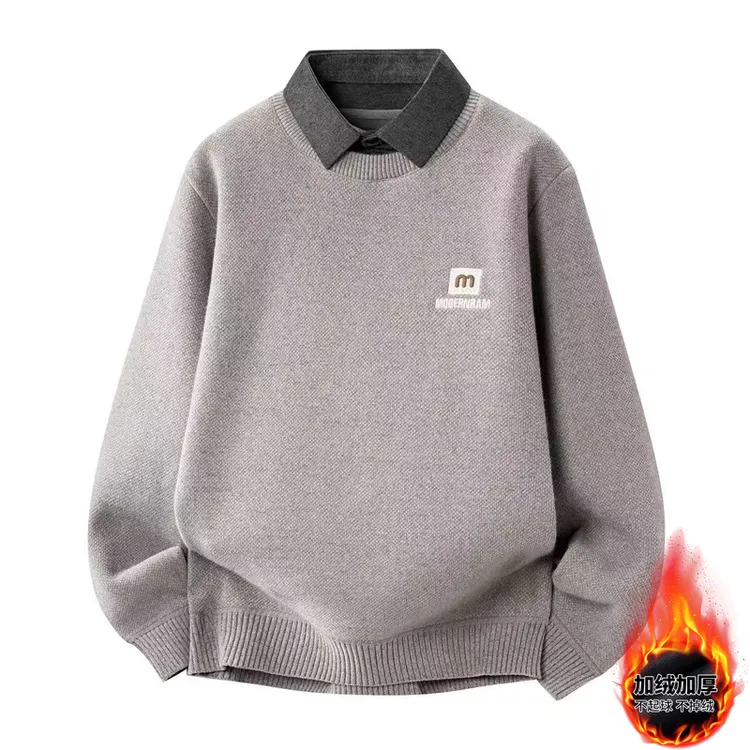 男款日系针织外套毛衣休闲假两件不起球针织针织衫