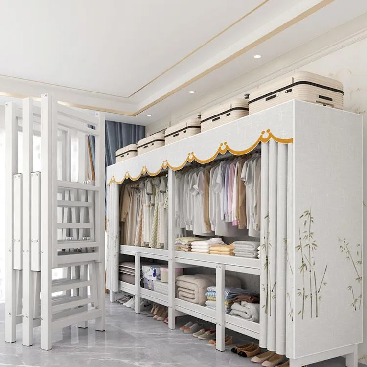 一体式免安装简易布衣柜出租房用卧室家用加厚加粗全钢架结实耐用